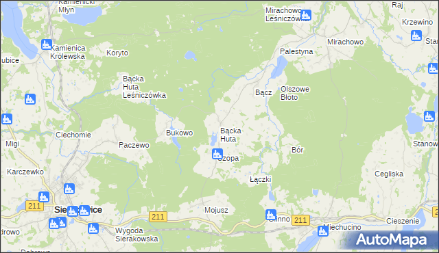 mapa Bącka Huta, Bącka Huta na mapie Targeo