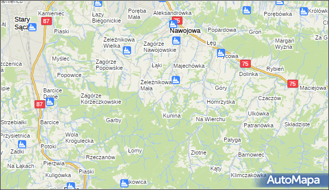 mapa Bącza-Kunina, Bącza-Kunina na mapie Targeo