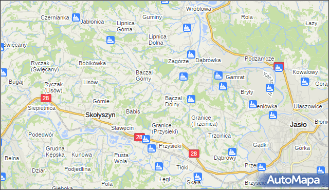 mapa Bączal Dolny, Bączal Dolny na mapie Targeo