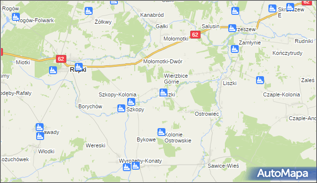 mapa Baczki gmina Repki, Baczki gmina Repki na mapie Targeo