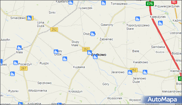 mapa Bądkowo powiat aleksandrowski, Bądkowo powiat aleksandrowski na mapie Targeo