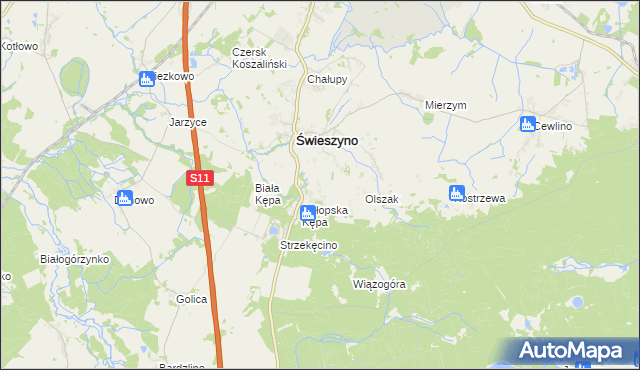 mapa Bagno gmina Świeszyno, Bagno gmina Świeszyno na mapie Targeo