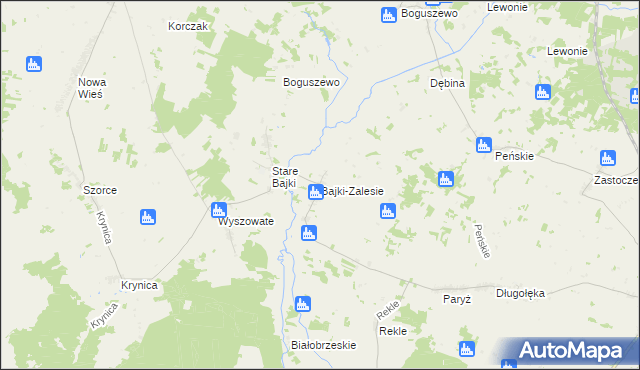 mapa Bajki-Zalesie, Bajki-Zalesie na mapie Targeo