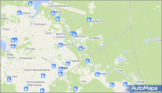 mapa Bąk gmina Karsin, Bąk gmina Karsin na mapie Targeo