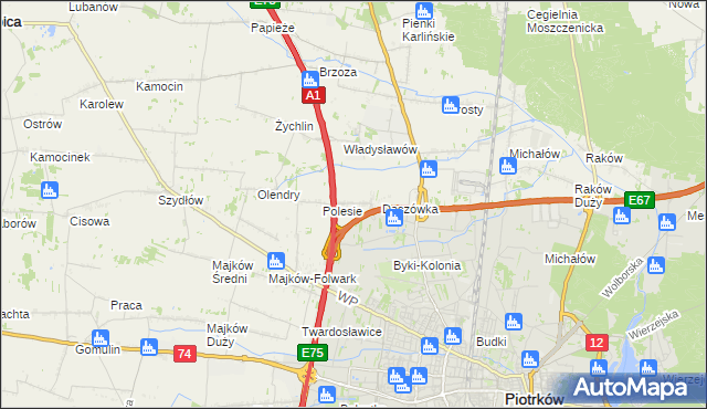 mapa Bąkowiec gmina Grabica, Bąkowiec gmina Grabica na mapie Targeo