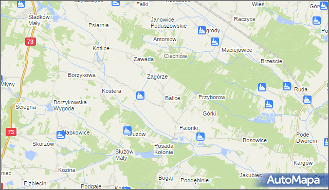 mapa Balice gmina Gnojno, Balice gmina Gnojno na mapie Targeo