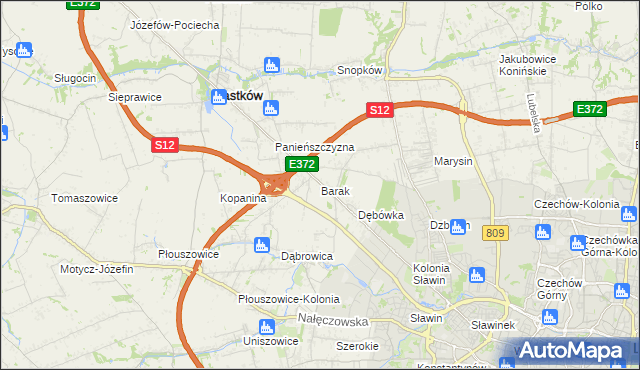 mapa Barak gmina Jastków, Barak gmina Jastków na mapie Targeo