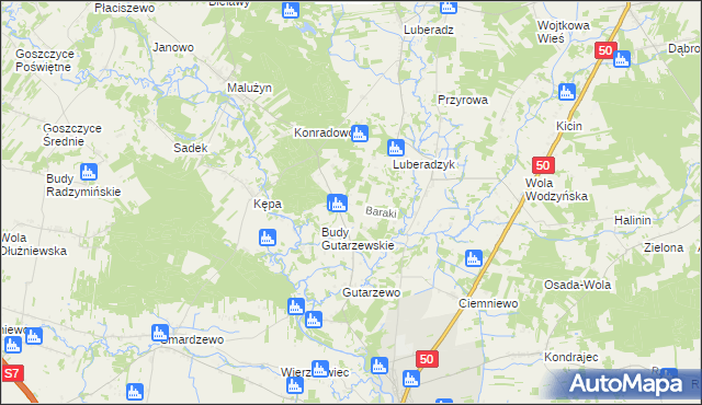 mapa Baraki gmina Sochocin, Baraki gmina Sochocin na mapie Targeo