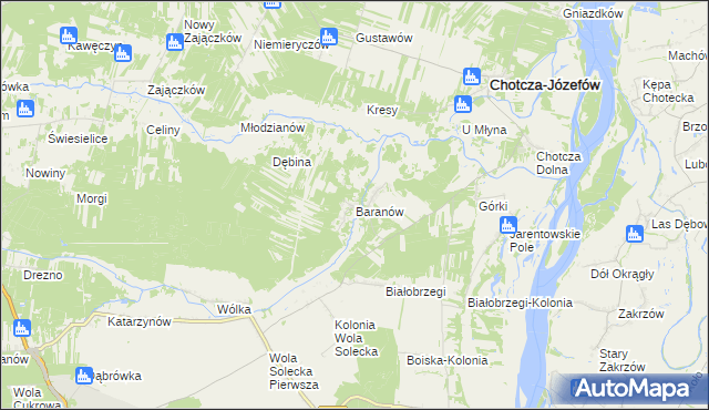 mapa Baranów gmina Chotcza, Baranów gmina Chotcza na mapie Targeo