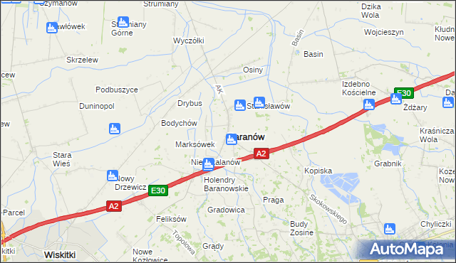 mapa Baranów powiat grodziski, Baranów powiat grodziski na mapie Targeo