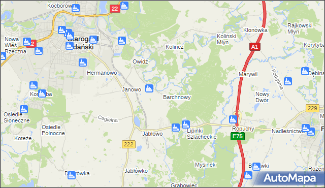 mapa Barchnowy, Barchnowy na mapie Targeo