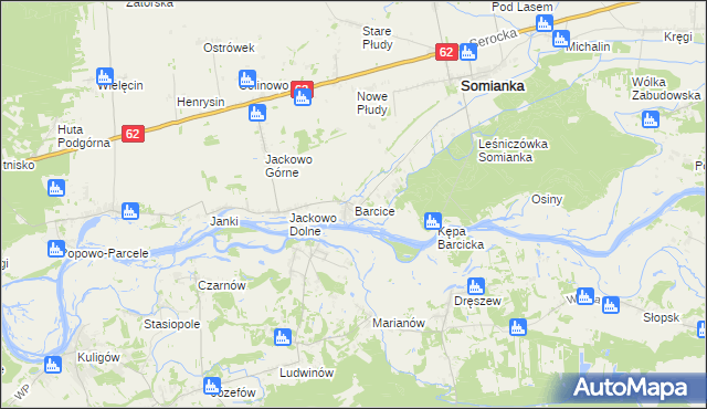 mapa Barcice gmina Somianka, Barcice gmina Somianka na mapie Targeo