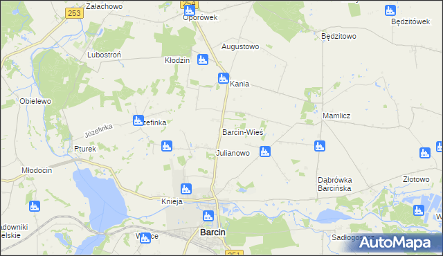 mapa Barcin-Wieś, Barcin-Wieś na mapie Targeo