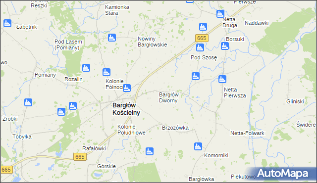 mapa Bargłów Dworny, Bargłów Dworny na mapie Targeo