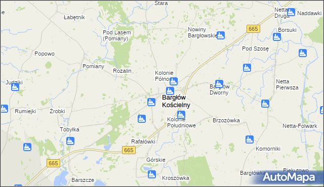 mapa Bargłów Kościelny, Bargłów Kościelny na mapie Targeo