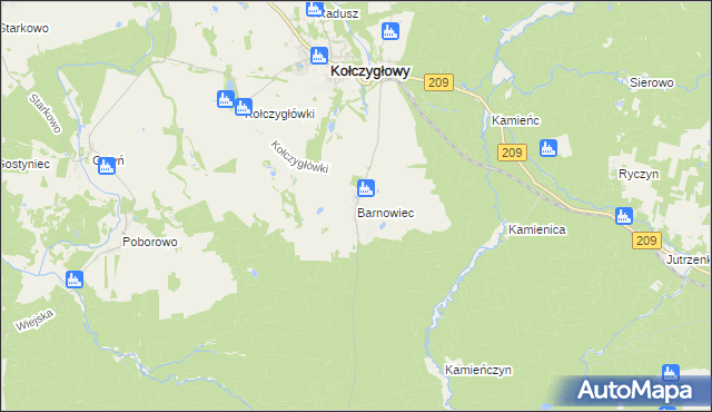 mapa Barnowiec gmina Kołczygłowy, Barnowiec gmina Kołczygłowy na mapie Targeo