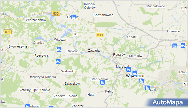 mapa Bartłomiejowice gmina Wąwolnica, Bartłomiejowice gmina Wąwolnica na mapie Targeo