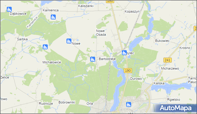 mapa Bartodzieje gmina Wągrowiec, Bartodzieje gmina Wągrowiec na mapie Targeo