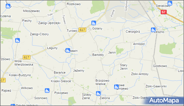 mapa Bartołdy, Bartołdy na mapie Targeo