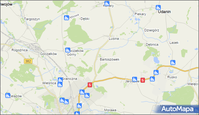 mapa Bartoszówek, Bartoszówek na mapie Targeo