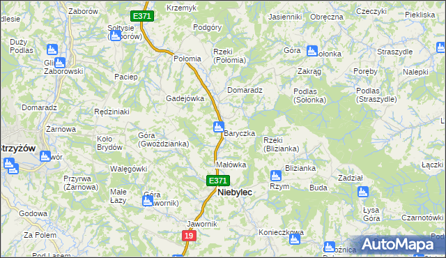 mapa Baryczka gmina Niebylec, Baryczka gmina Niebylec na mapie Targeo