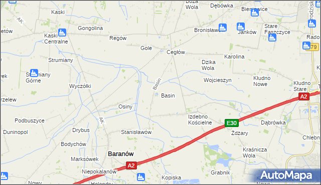 mapa Basin gmina Baranów, Basin gmina Baranów na mapie Targeo