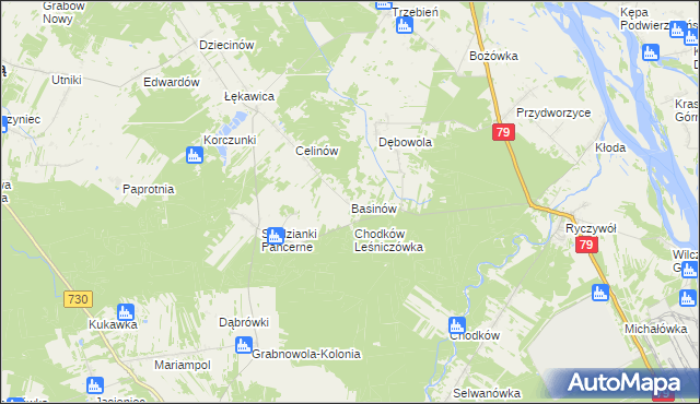 mapa Basinów gmina Magnuszew, Basinów gmina Magnuszew na mapie Targeo