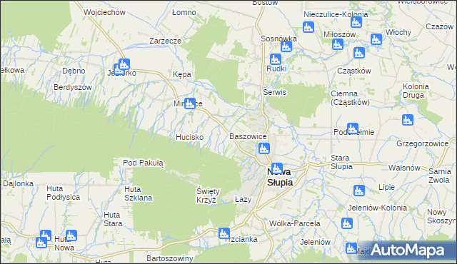 mapa Baszowice, Baszowice na mapie Targeo