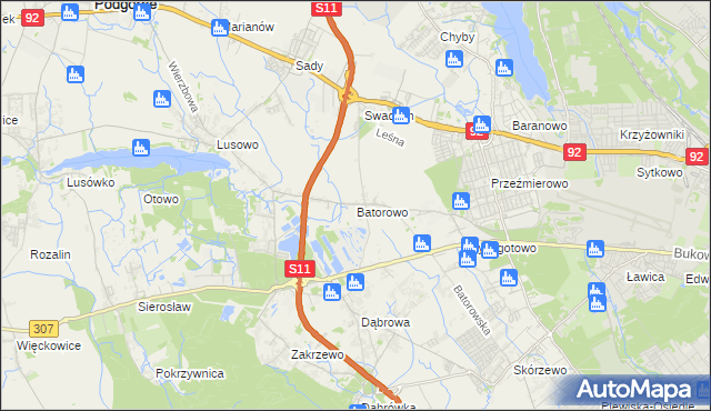 mapa Batorowo gmina Tarnowo Podgórne, Batorowo gmina Tarnowo Podgórne na mapie Targeo