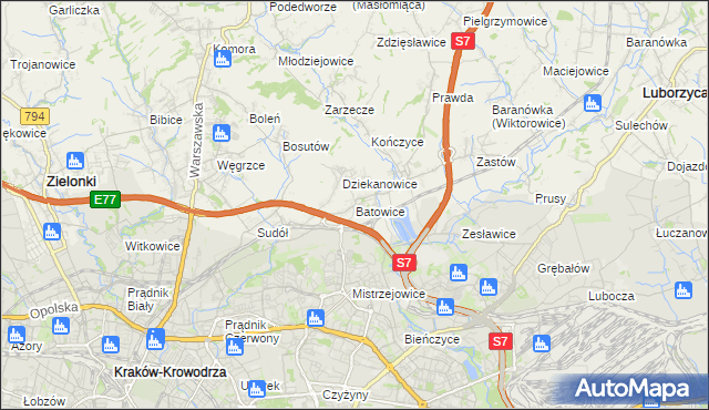 mapa Batowice, Batowice na mapie Targeo