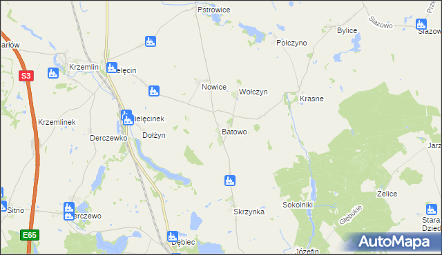 mapa Batowo, Batowo na mapie Targeo