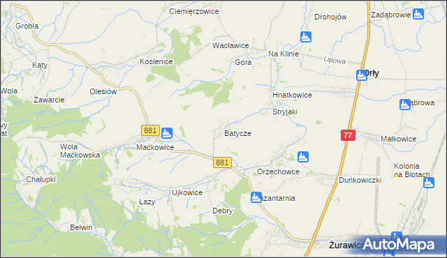 mapa Batycze, Batycze na mapie Targeo