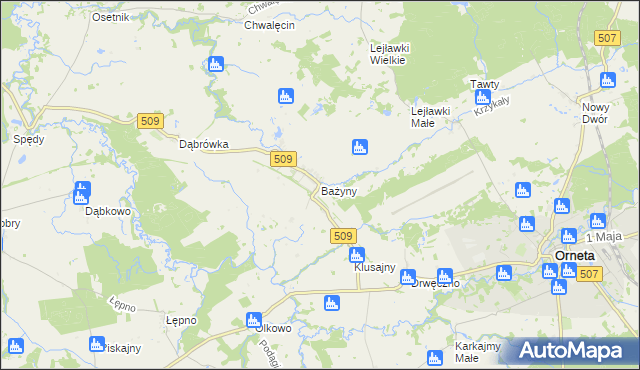 mapa Bażyny, Bażyny na mapie Targeo