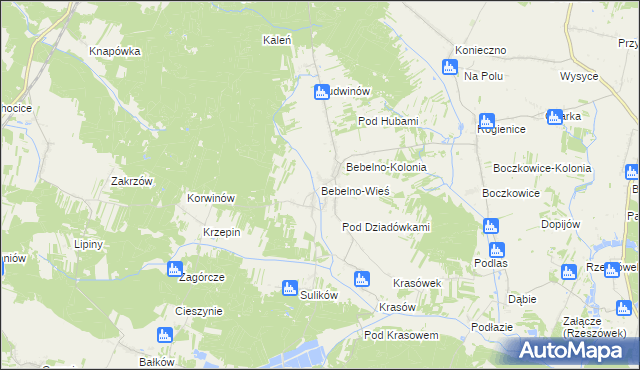 mapa Bebelno-Wieś, Bebelno-Wieś na mapie Targeo