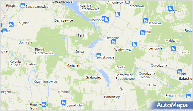 mapa Bęczkowice, Bęczkowice na mapie Targeo