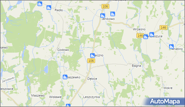 mapa Bęczno, Bęczno na mapie Targeo