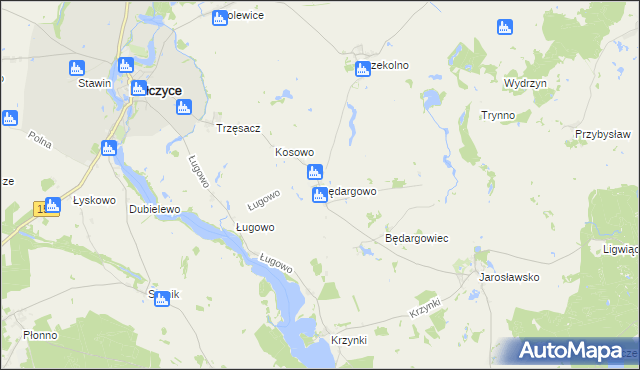 mapa Będargowo gmina Pełczyce, Będargowo gmina Pełczyce na mapie Targeo