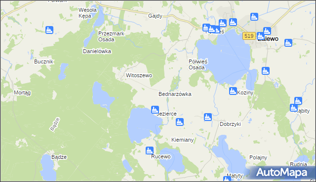 mapa Bednarzówka gmina Zalewo, Bednarzówka gmina Zalewo na mapie Targeo