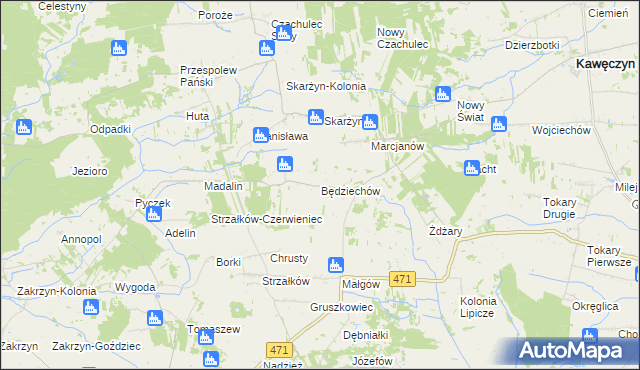 mapa Będziechów, Będziechów na mapie Targeo