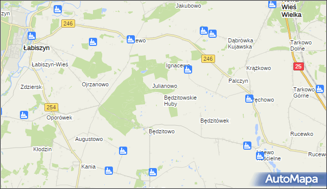 mapa Będzitowskie Huby, Będzitowskie Huby na mapie Targeo