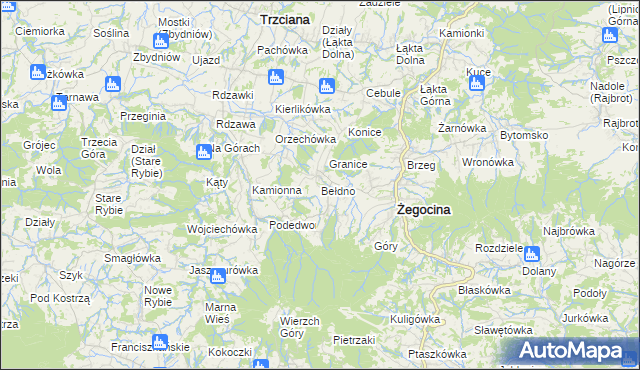 mapa Bełdno, Bełdno na mapie Targeo