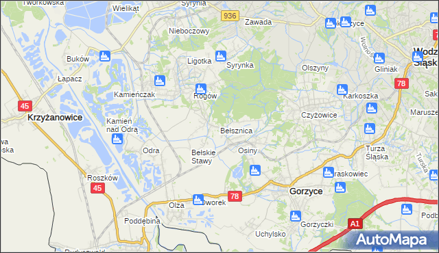 mapa Bełsznica, Bełsznica na mapie Targeo