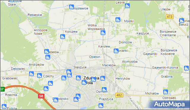 mapa Beniaminów gmina Zduńska Wola, Beniaminów gmina Zduńska Wola na mapie Targeo