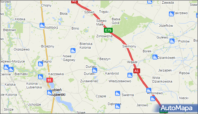 mapa Beszyn, Beszyn na mapie Targeo