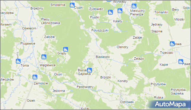 mapa Biadaszki gmina Galewice, Biadaszki gmina Galewice na mapie Targeo