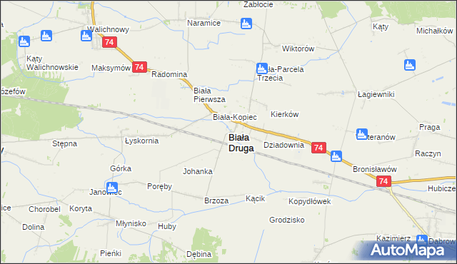 mapa Biała Druga gmina Biała, Biała Druga gmina Biała na mapie Targeo