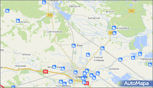 mapa Biała gmina Chojnów, Biała gmina Chojnów na mapie Targeo