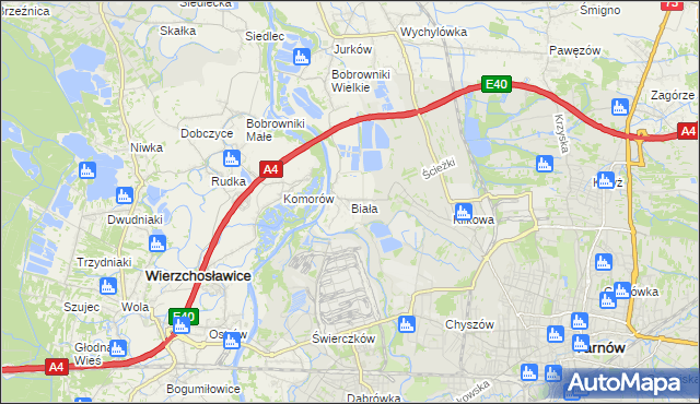 mapa Biała gmina Tarnów, Biała gmina Tarnów na mapie Targeo