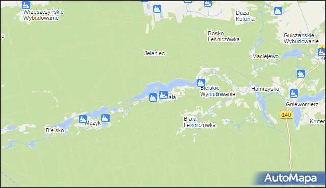 mapa Biała gmina Wieleń, Biała gmina Wieleń na mapie Targeo