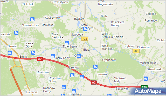 mapa Biała gmina Zgierz, Biała gmina Zgierz na mapie Targeo